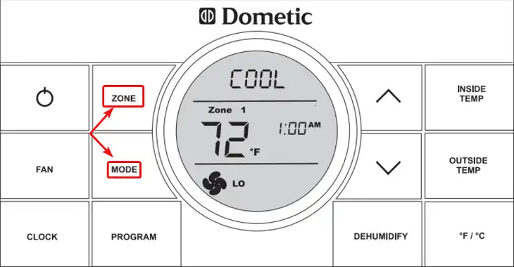 Press MODE and ZONE Buttons