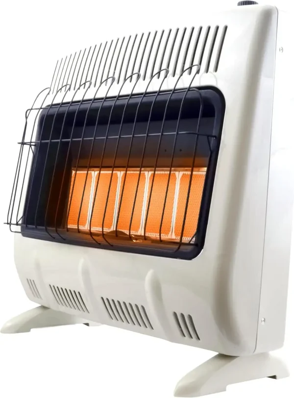 30,000 BTU Vent-Free Radiant Propane Space Heater with Thermostat & Low Oxygen Shut-Off, Indoor, White